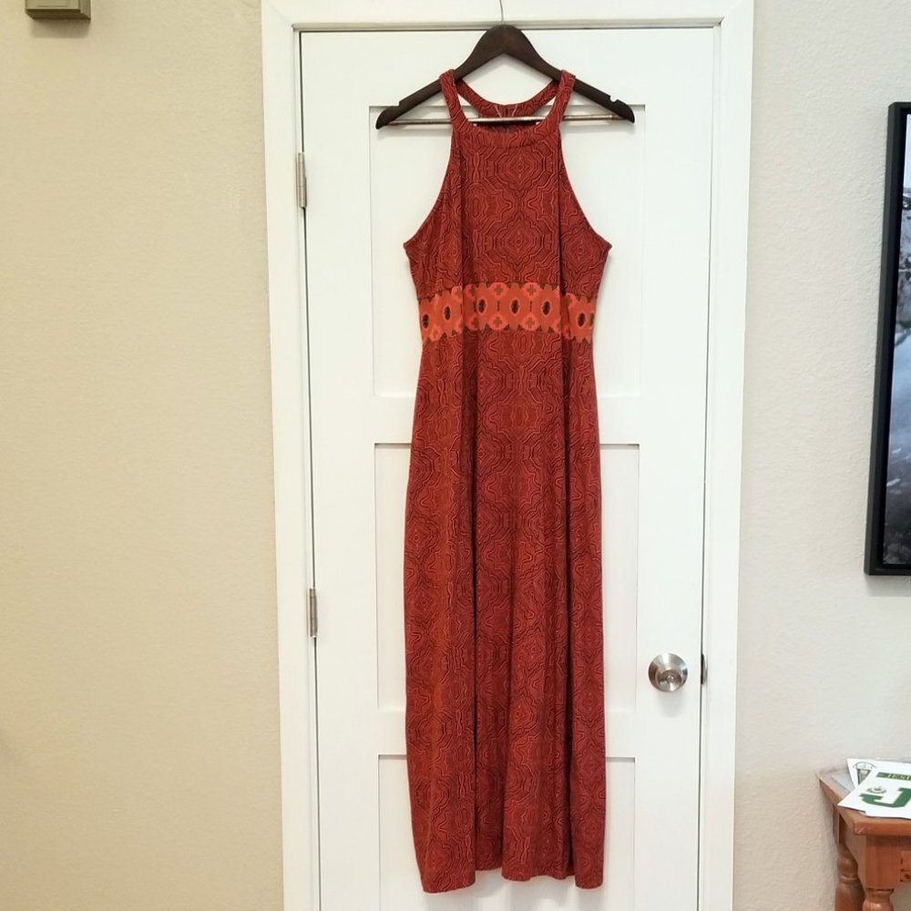 Burnt Orange Prana Stretch Tank Maxi Dress XL